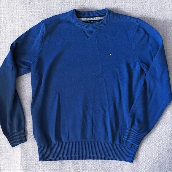 Tommy Hilfiger Colbalt Blue Cotton Knit Sweater Men Large - Picture 1 of 5